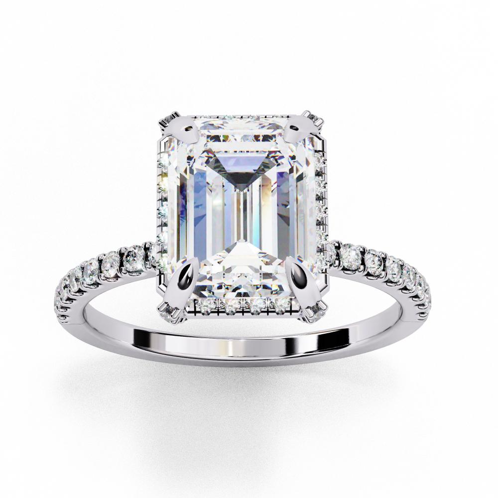 The Hailey Emerald Modern Halo Engagement Ring
