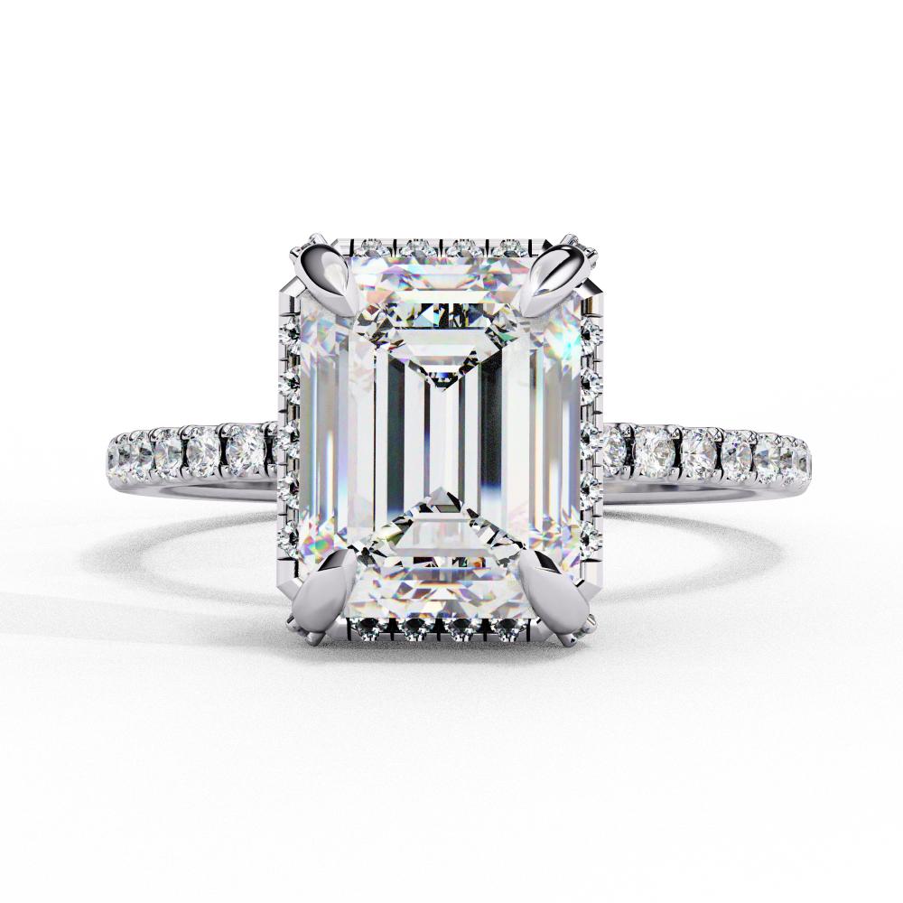 The Hailey Emerald Modern Halo Engagement Ring