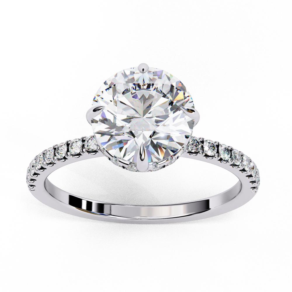 The Louise Round Hidden Halo with Pave Band Engagement ring