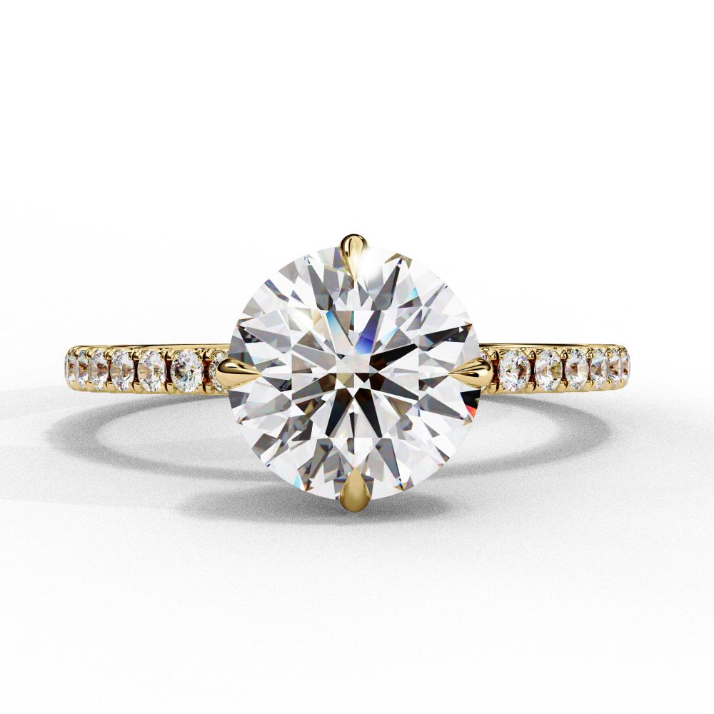 The Louise Round Hidden Halo with Pave Band Engagement ring