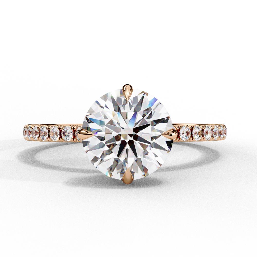 The Louise Round Hidden Halo with Pave Band Engagement ring