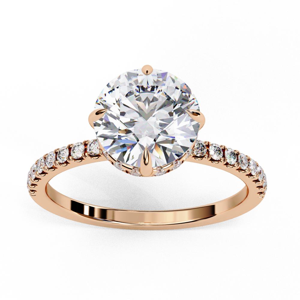 The Louise Round Hidden Halo with Pave Band Engagement ring