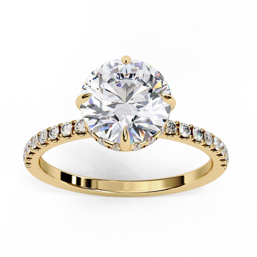 The Louise Round Hidden Halo with Pave Band Engagement ring