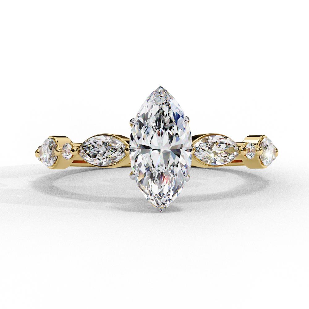 The Joanna Marquise Solitaire Accent Engagement Ring