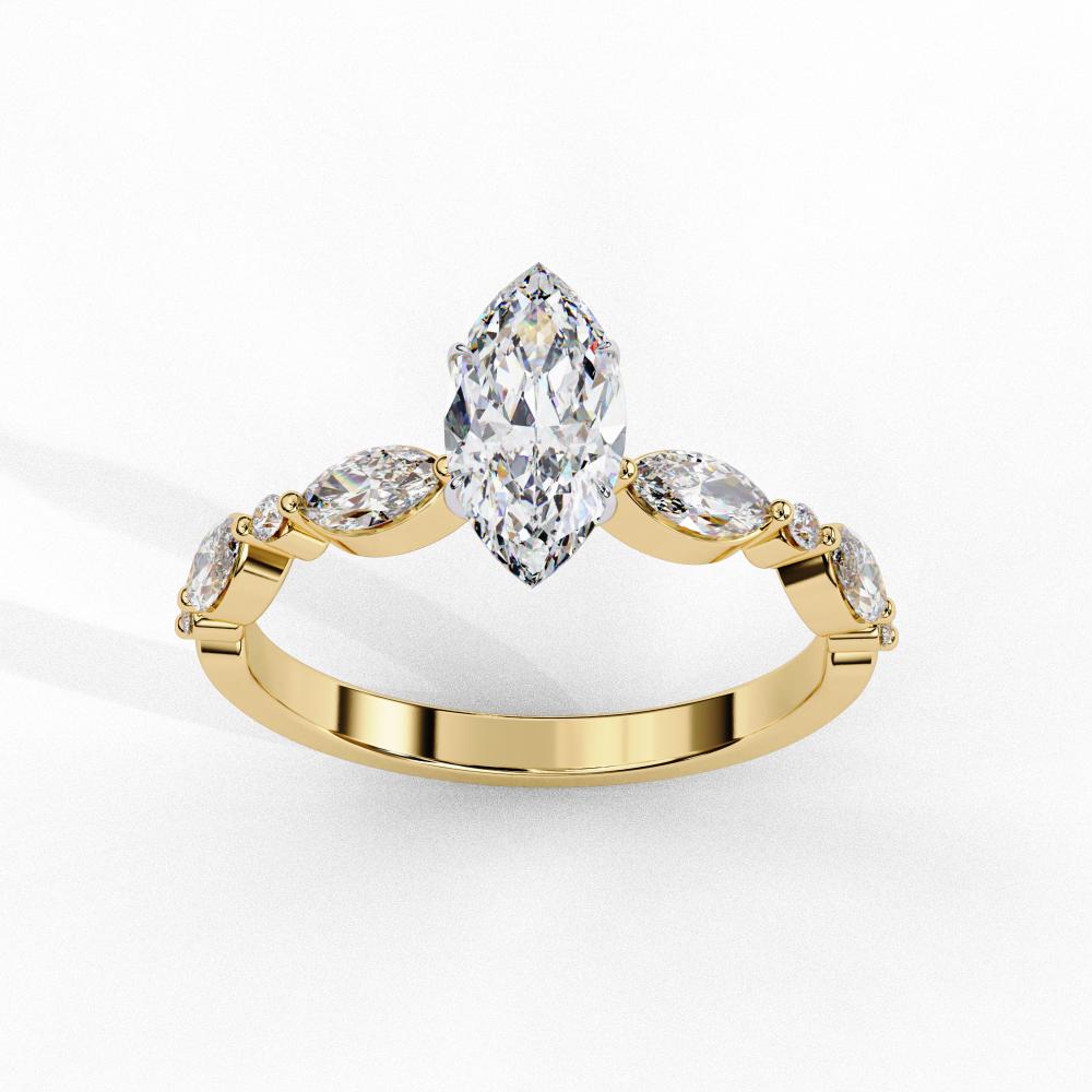 The Joanna Marquise Solitaire Accent Engagement Ring