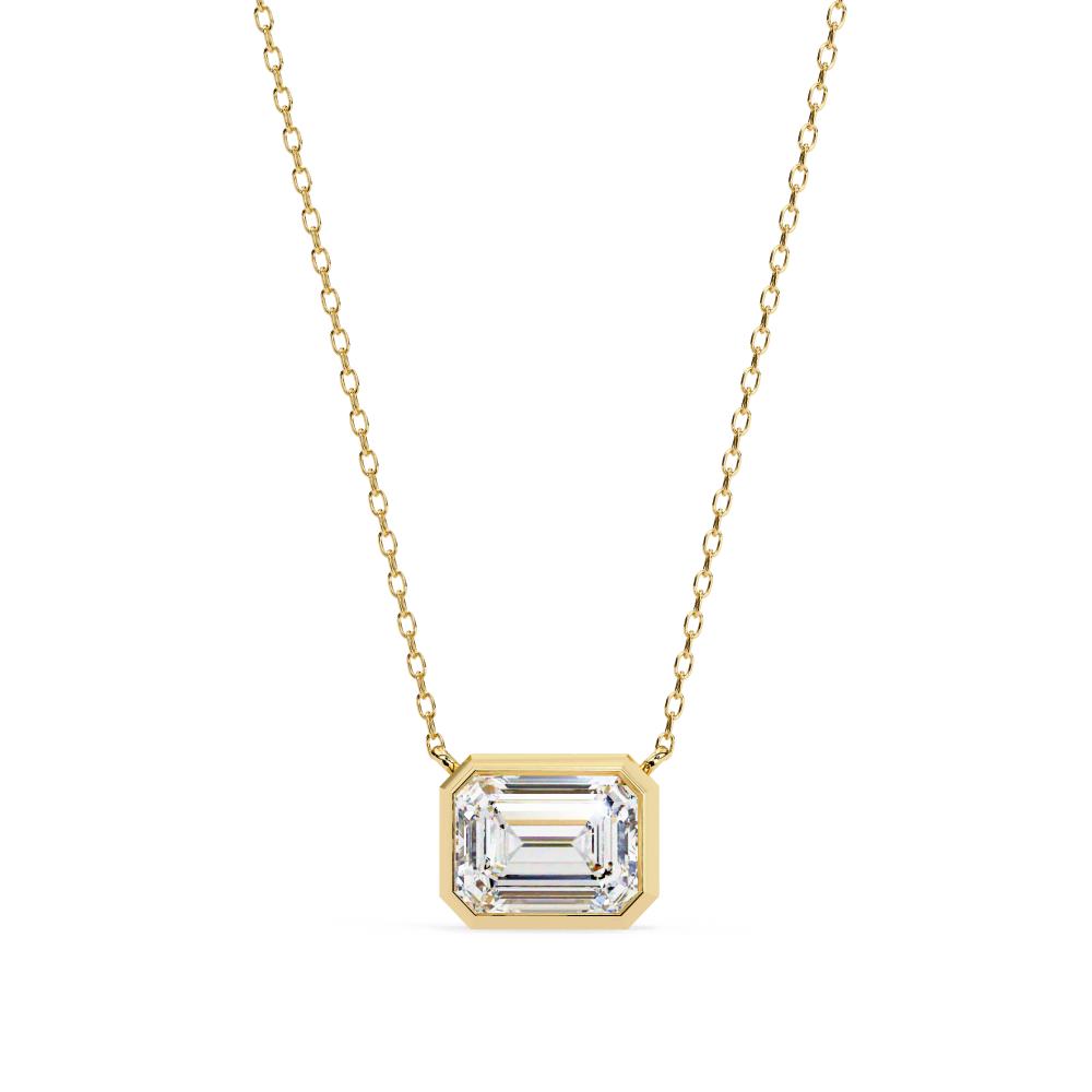 The Olivia Emerald  Bezel Set Pendant With Chain