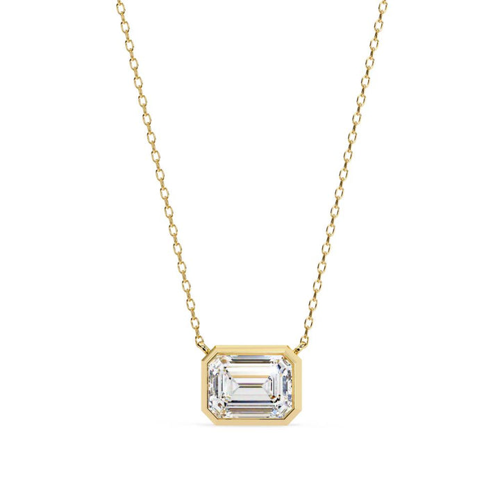 The Olivia Emerald  Bezel Set Pendant With Chain