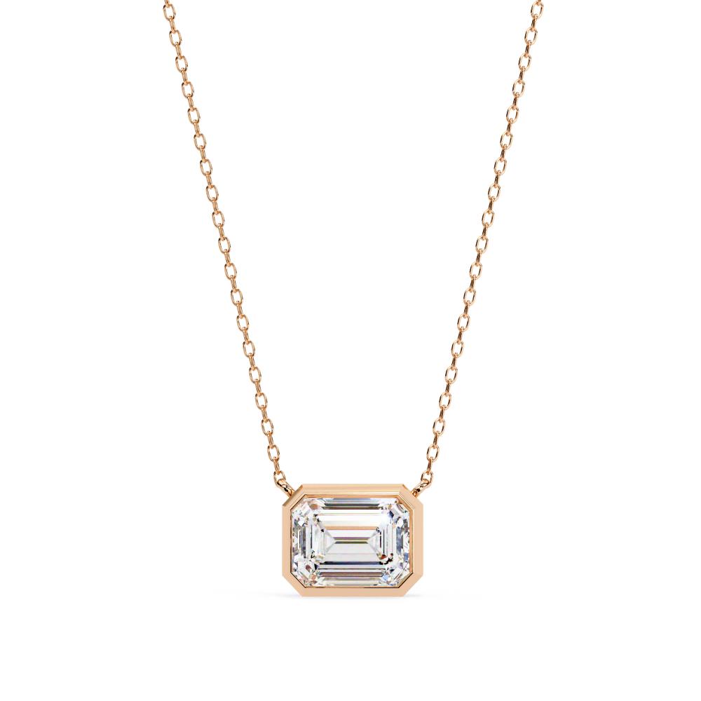 The Olivia Emerald  Bezel Set Pendant With Chain