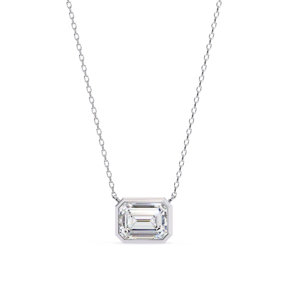 The Olivia Emerald  Bezel Set Pendant With Chain