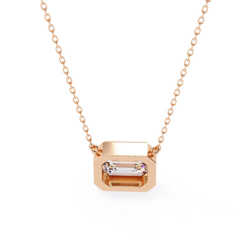 The Olivia Emerald  Bezel Set Pendant With Chain