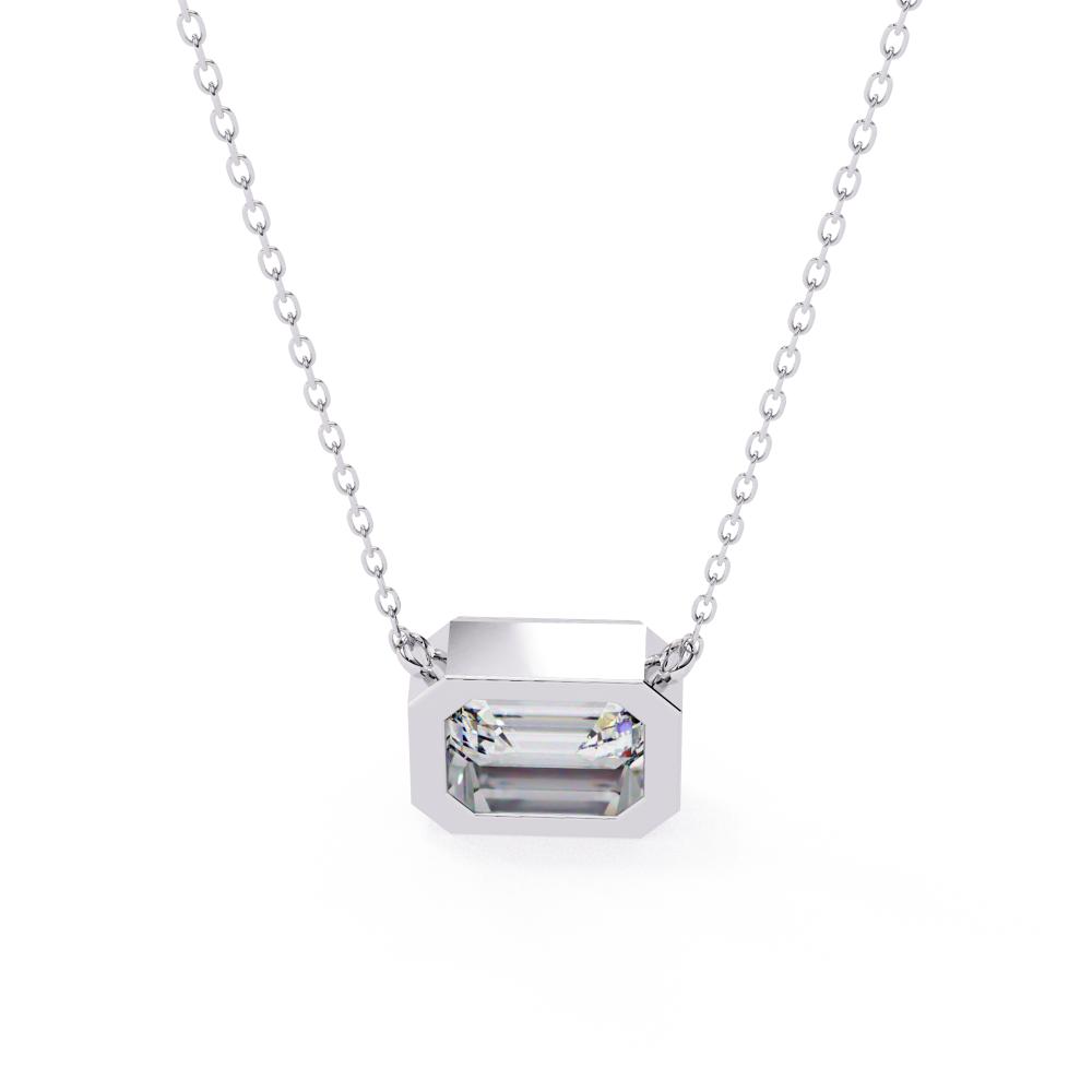 The Olivia Emerald  Bezel Set Pendant With Chain