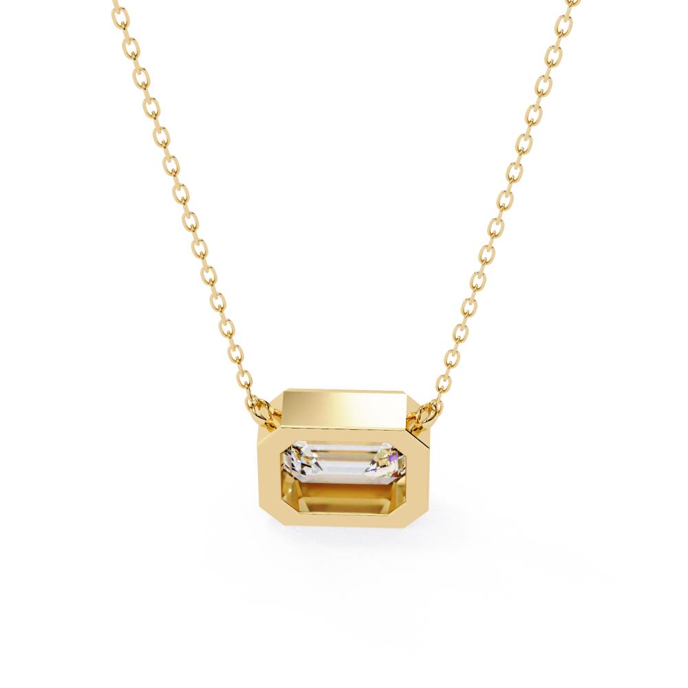 The Olivia Emerald  Bezel Set Pendant With Chain