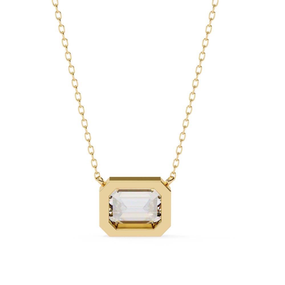 The Olivia Emerald  Bezel Set Pendant With Chain