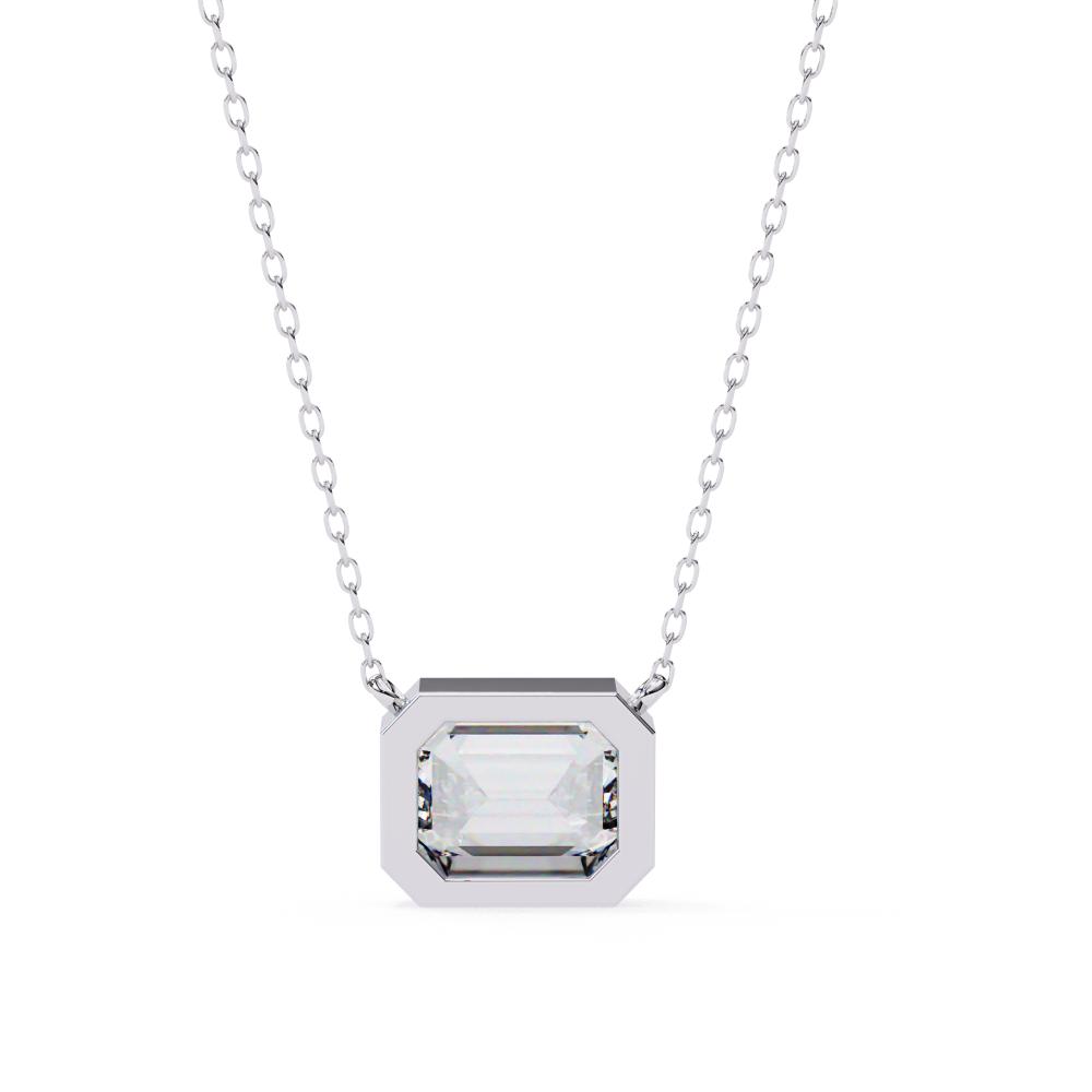 The Olivia Emerald  Bezel Set Pendant With Chain