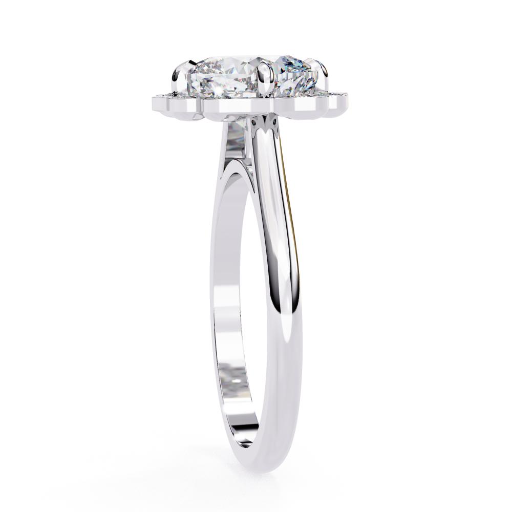 The Samantha Cushion Floral Vintage Halo Engagement Ring