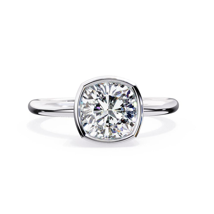 The Abile Cushion Solitaire Bezel Set Engagement Ring