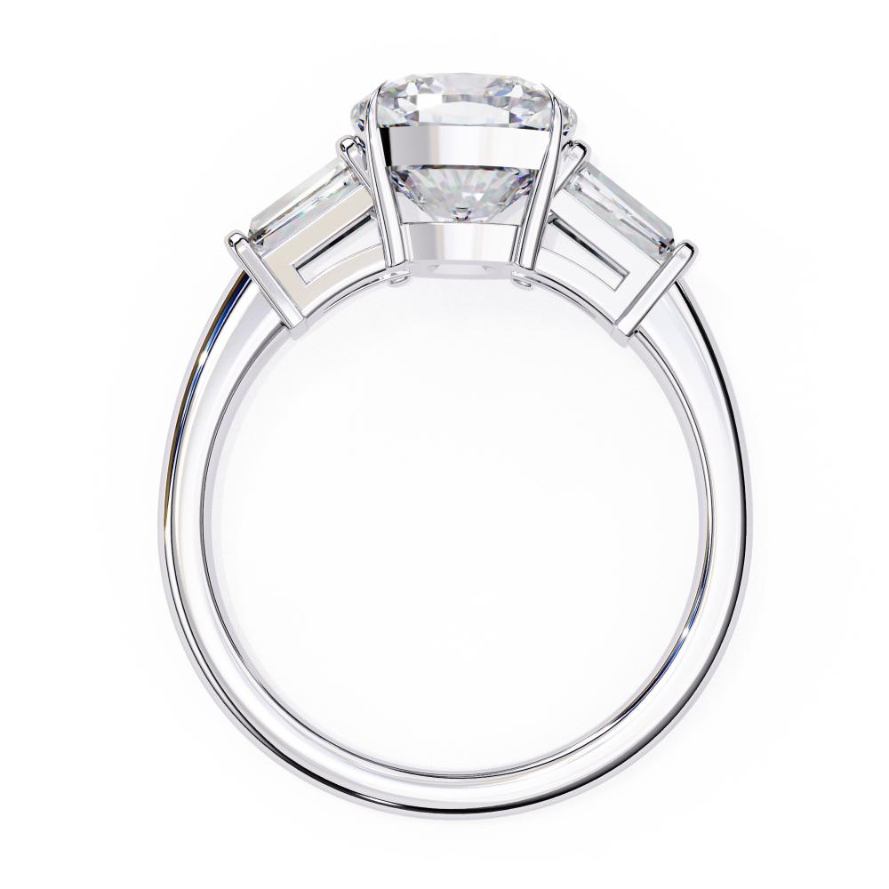 The Amira Cushion with Baguette Three Stone Engagement Ring