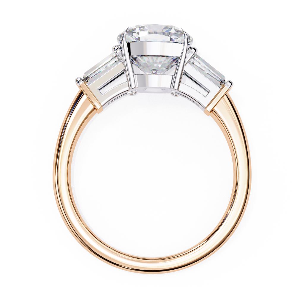 The Amira Cushion with Baguette Three Stone Engagement Ring