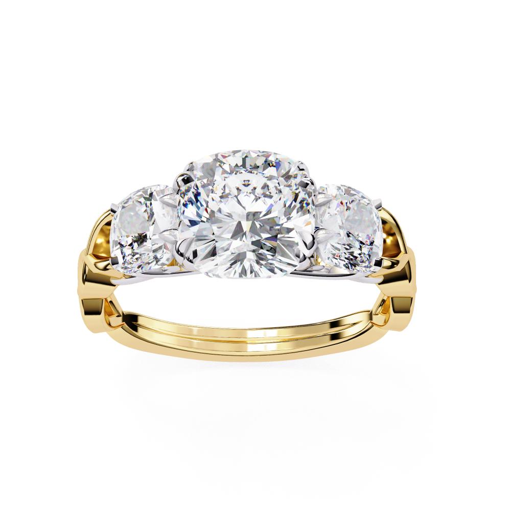 The Tony Cushion Three Stone With Twisted Shank Engagement Ring