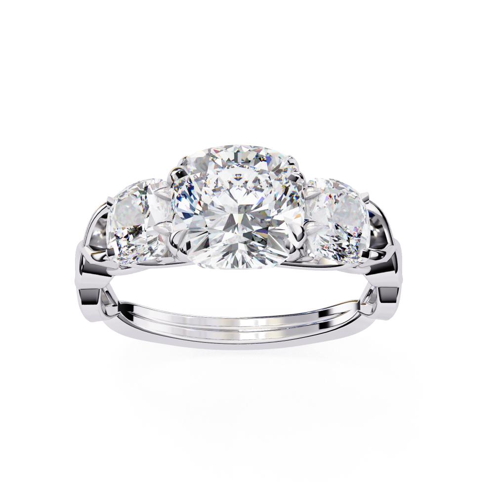 The Tony Cushion Three Stone With Twisted Shank Engagement Ring