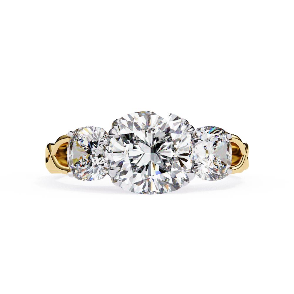 The Tony Cushion Three Stone With Twisted Shank Engagement Ring