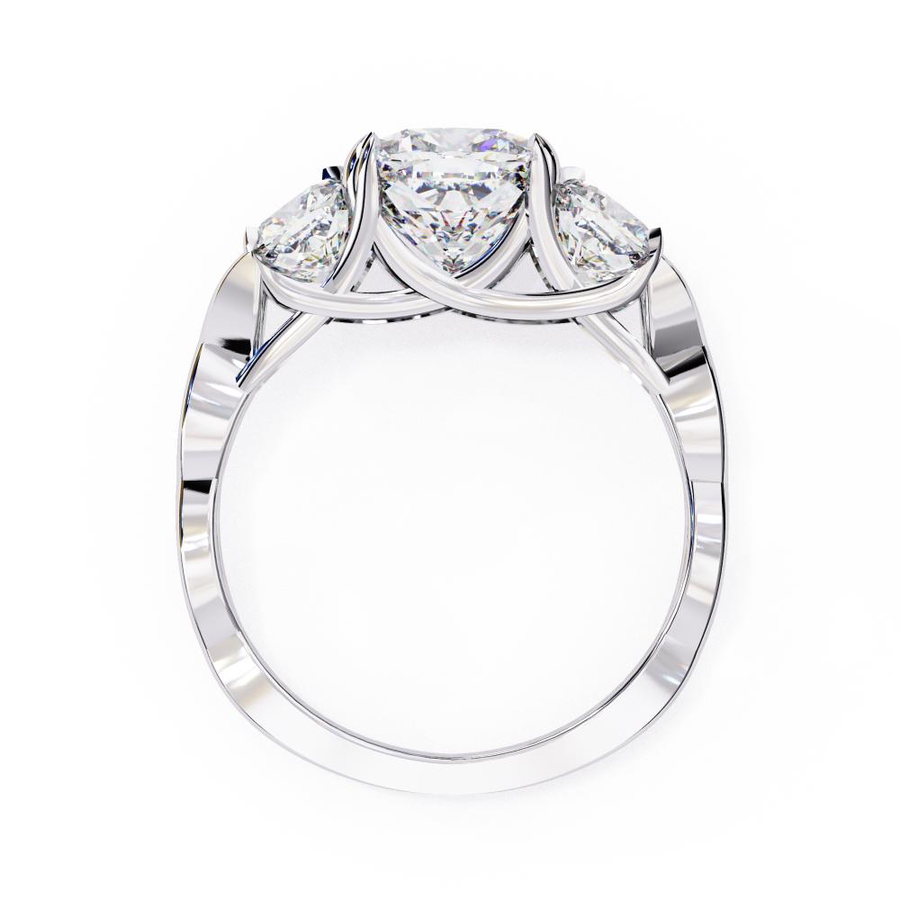 The Tony Cushion Three Stone With Twisted Shank Engagement Ring