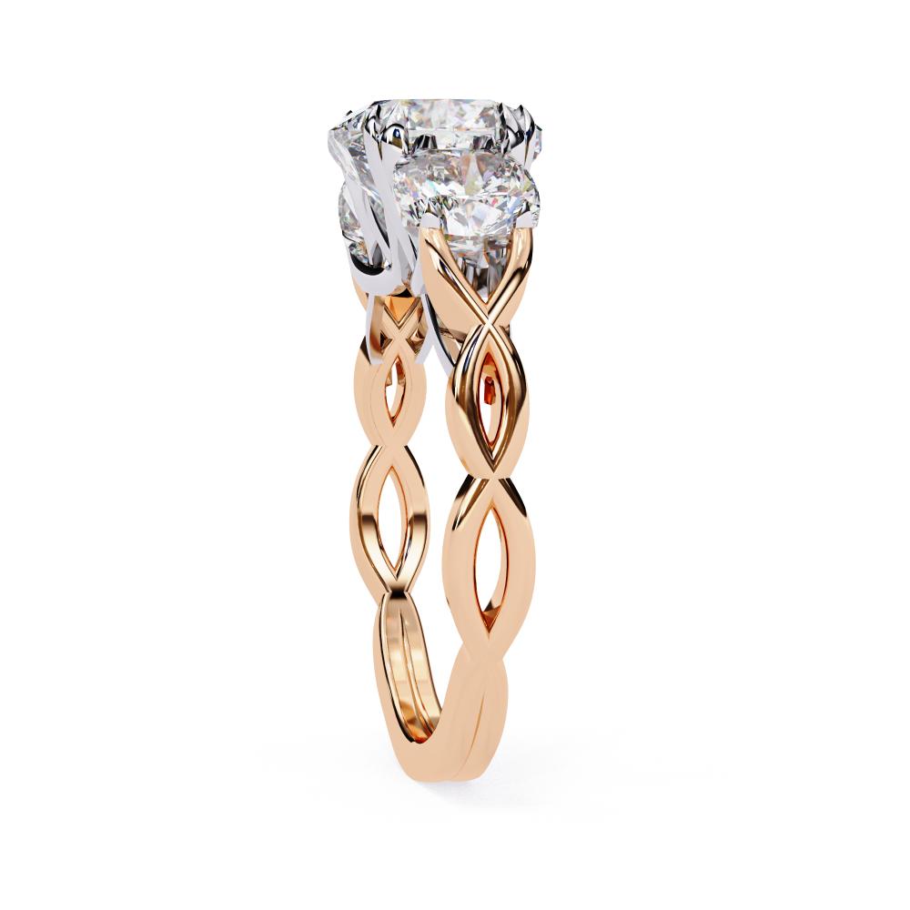 The Tony Cushion Three Stone With Twisted Shank Engagement Ring