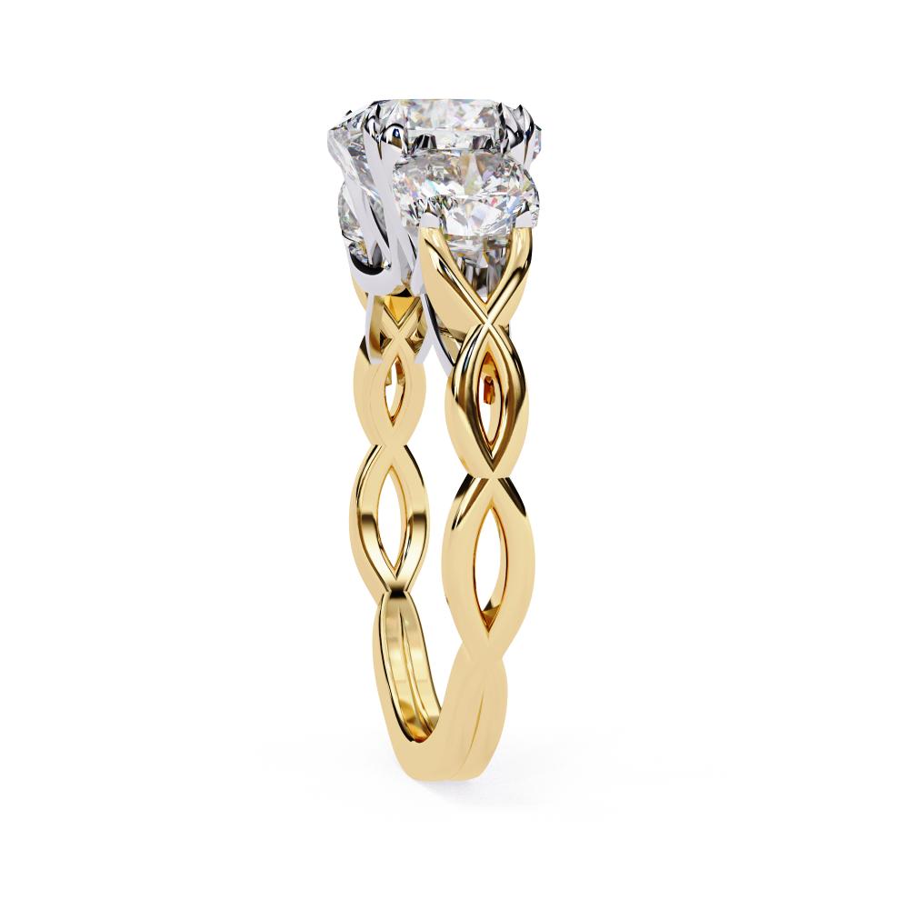 The Tony Cushion Three Stone With Twisted Shank Engagement Ring