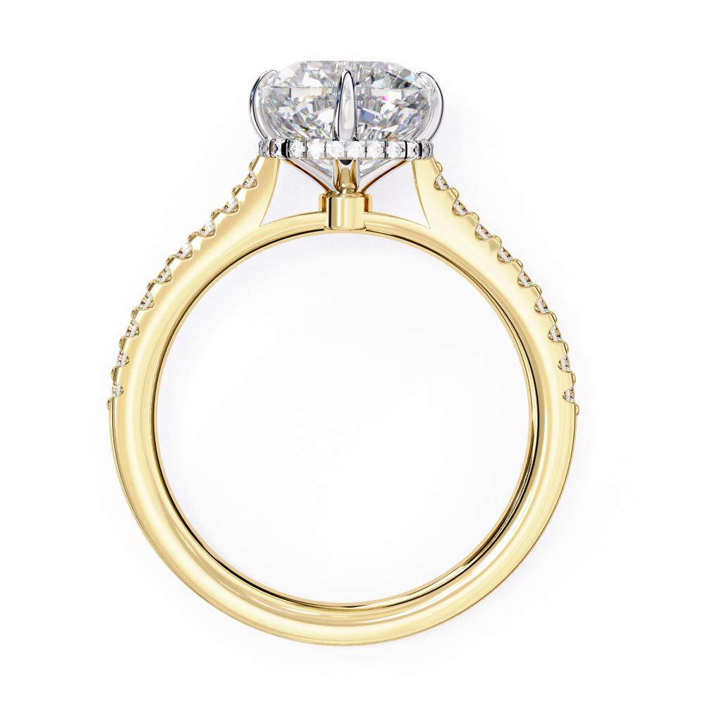 The Martha Cushion Hidden Halo with Cathedral Engagement Ring