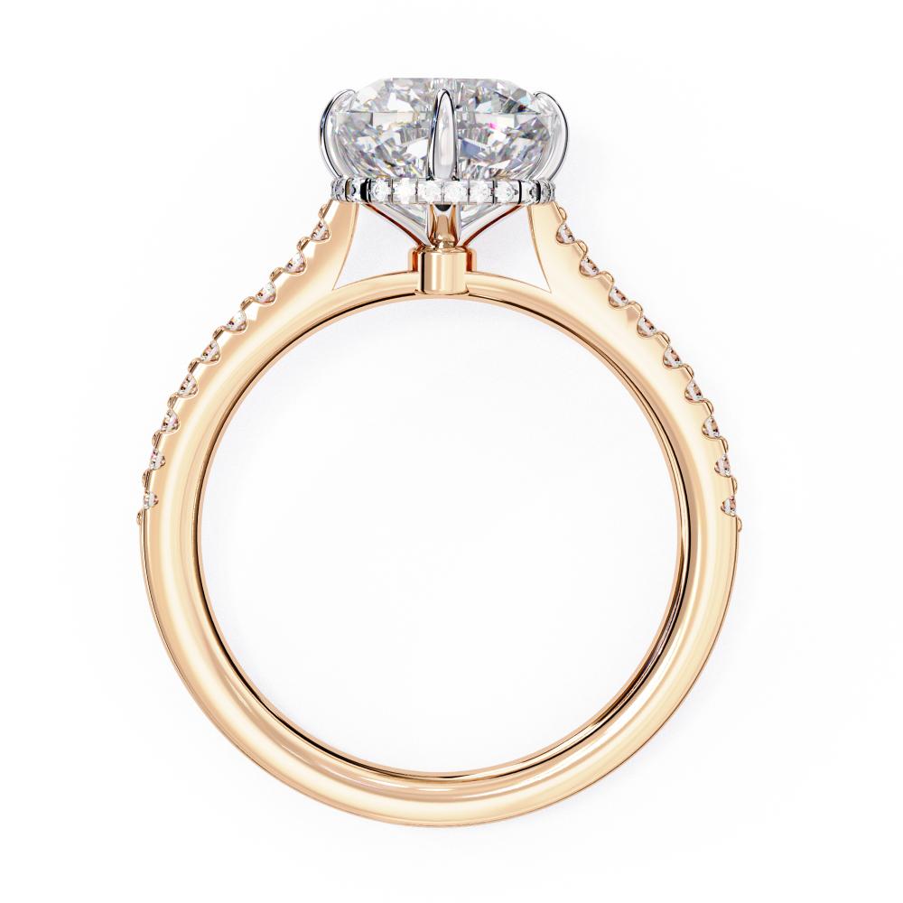 The Martha Cushion Hidden Halo with Cathedral Engagement Ring