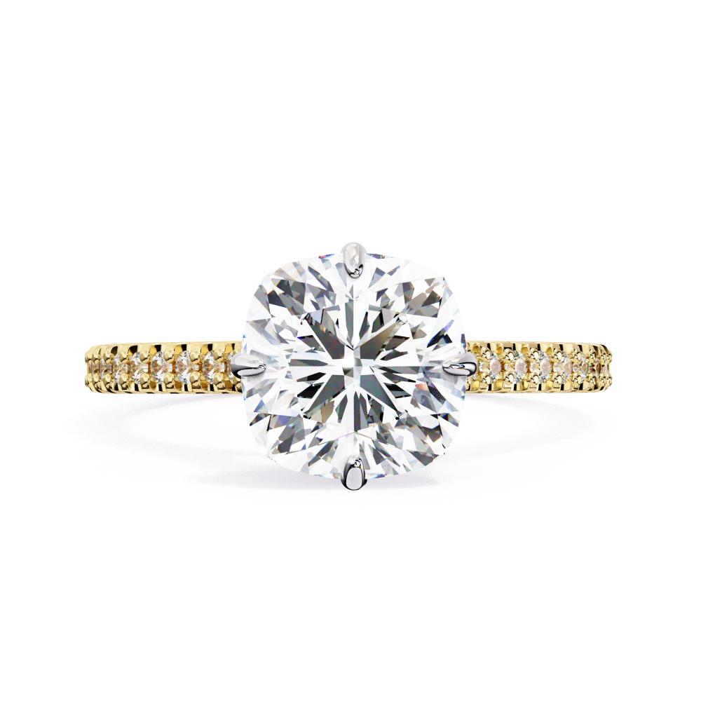 The Martha Cushion Hidden Halo with Cathedral Engagement Ring