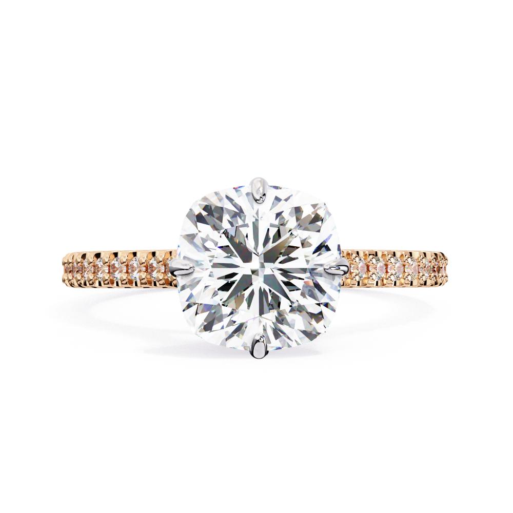 The Martha Cushion Hidden Halo with Cathedral Engagement Ring