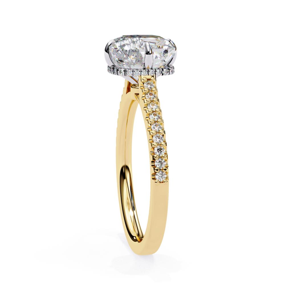 The Martha Cushion Hidden Halo with Cathedral Engagement Ring