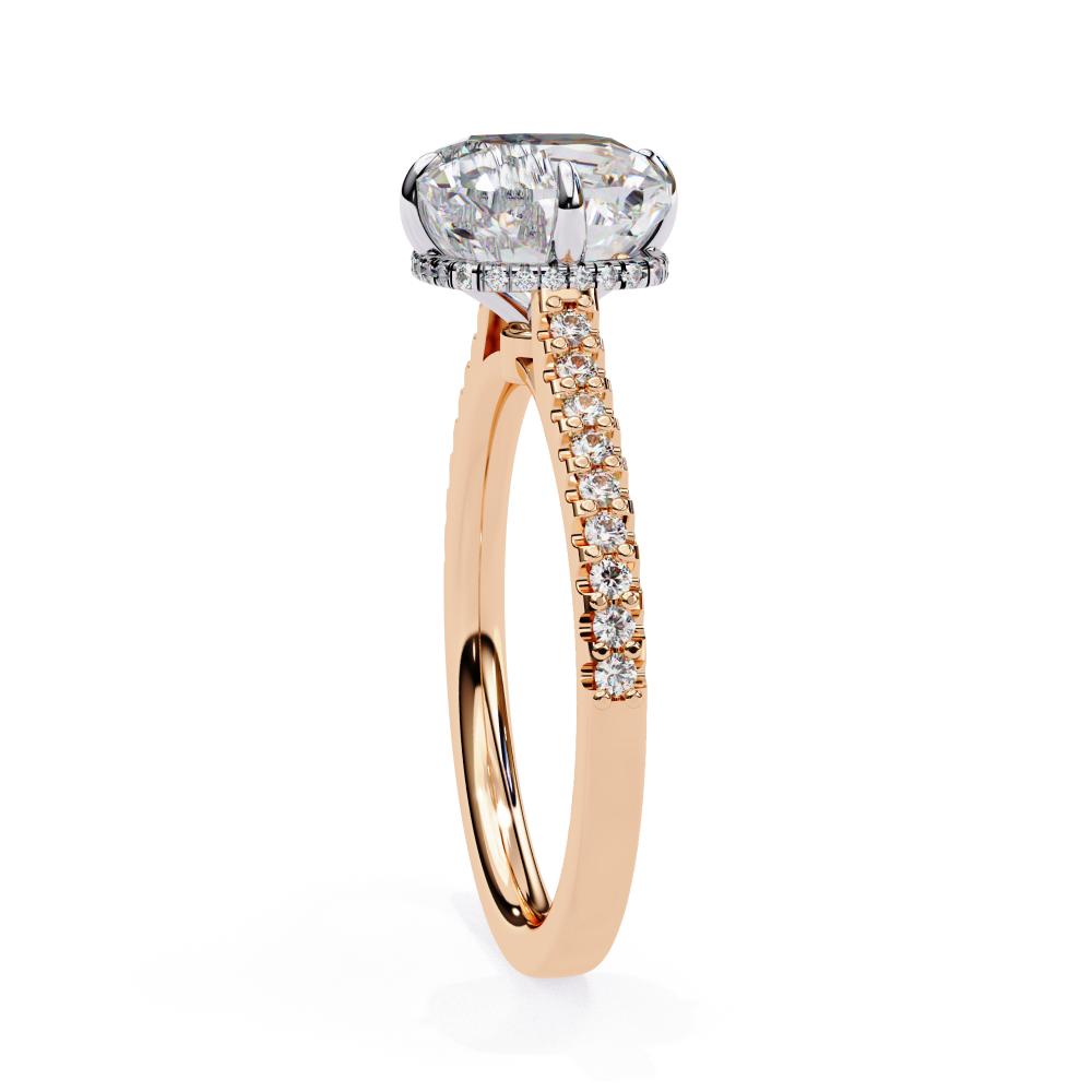 The Martha Cushion Hidden Halo with Cathedral Engagement Ring