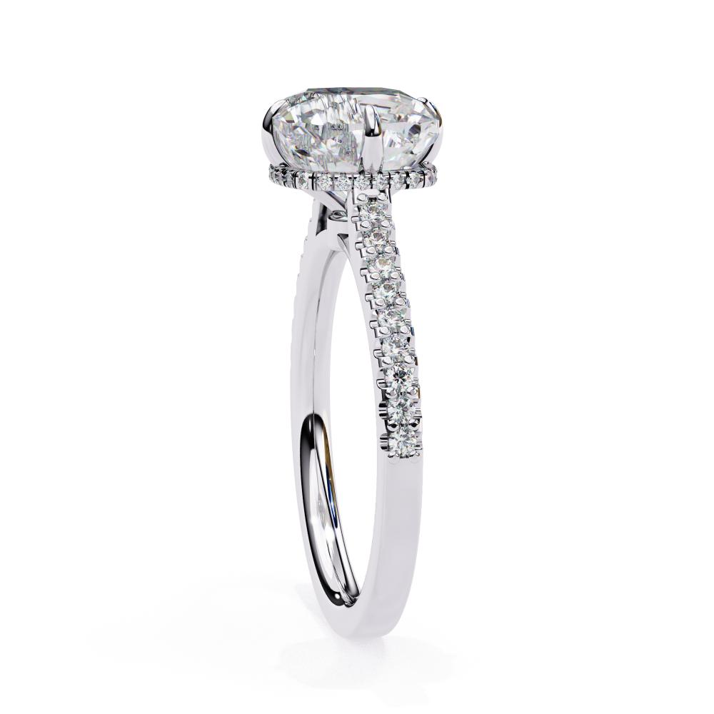 The Martha Cushion Hidden Halo with Cathedral Engagement Ring