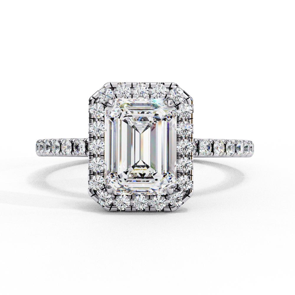 The Lorraine Emerald Halo Engagement ring