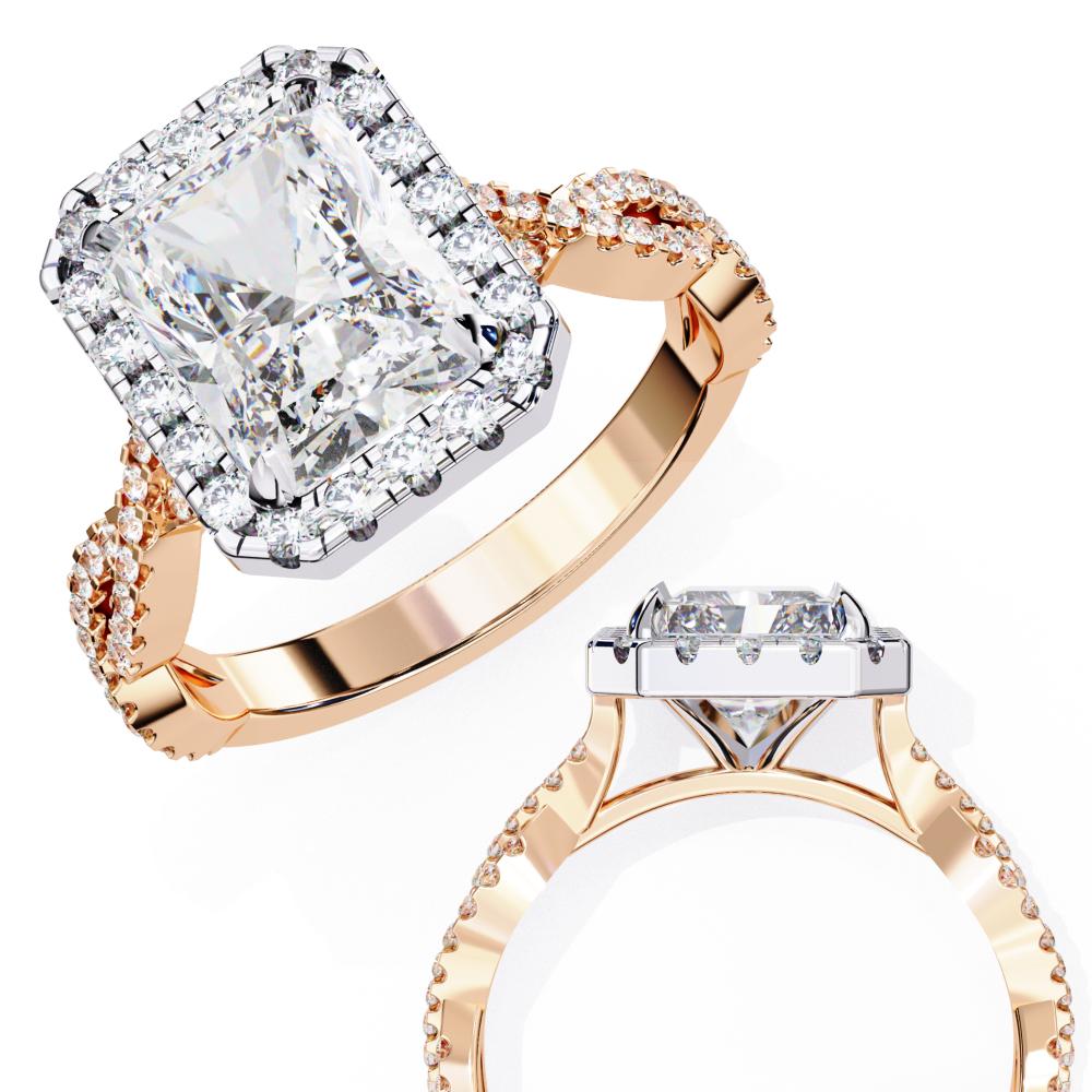 The Courtney Radiant Halo with Twisted Shank Engagement Ring