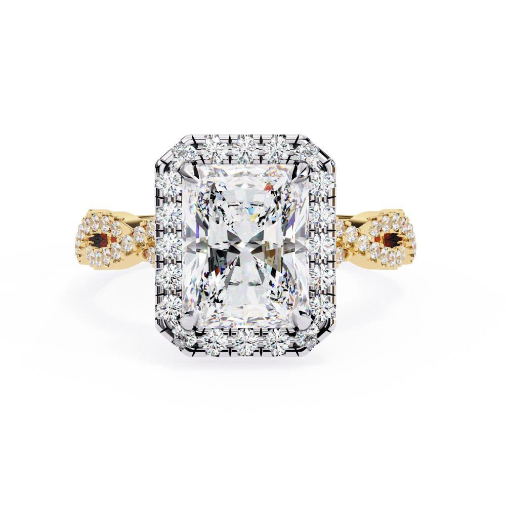 The Courtney Radiant Halo with Twisted Shank Engagement Ring