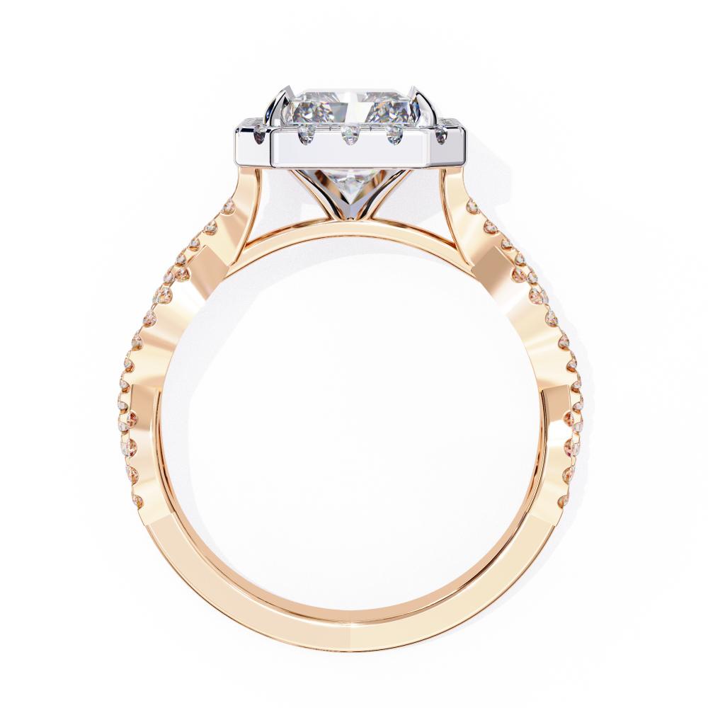 The Courtney Radiant Halo with Twisted Shank Engagement Ring