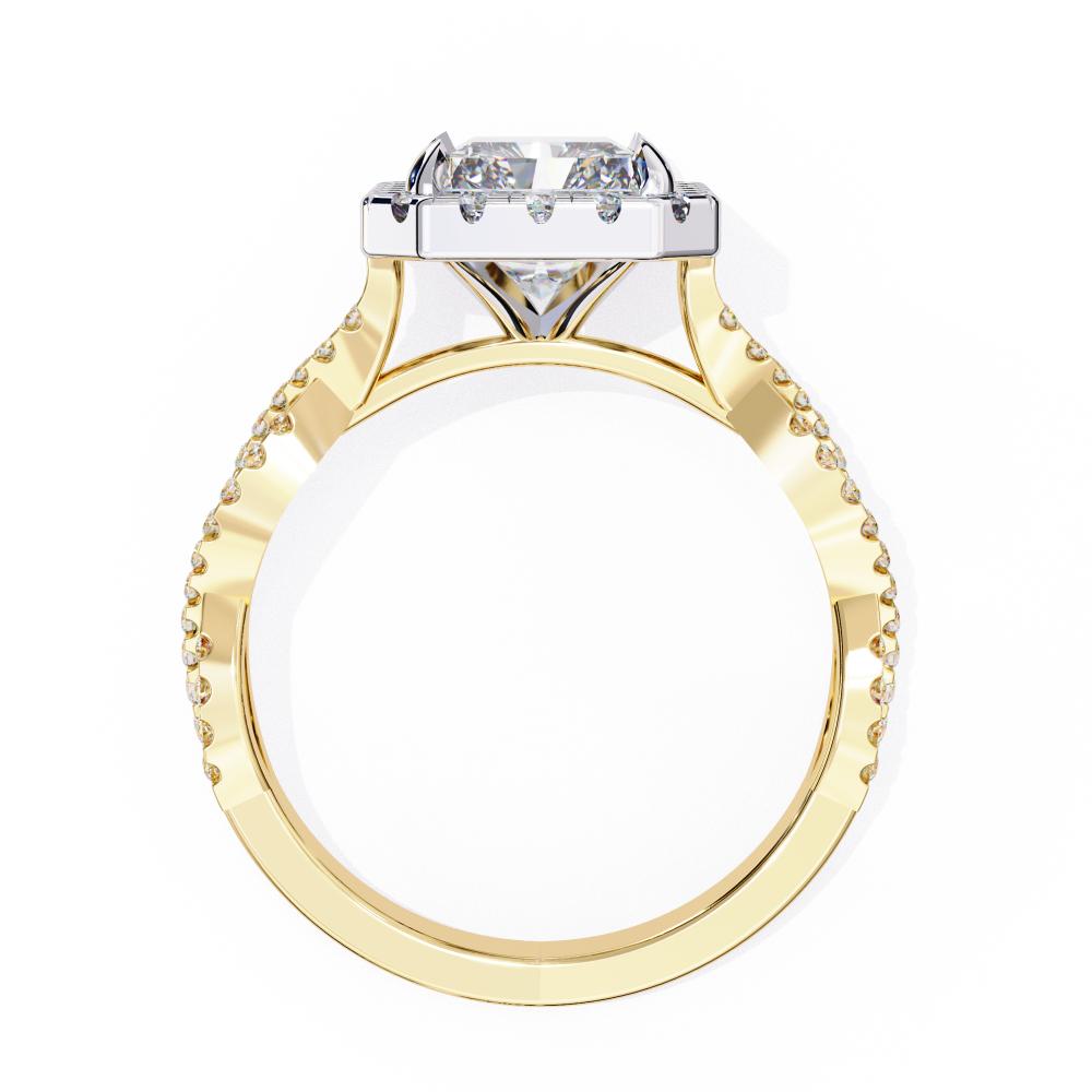 The Courtney Radiant Halo with Twisted Shank Engagement Ring