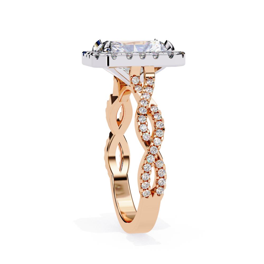 The Courtney Radiant Halo with Twisted Shank Engagement Ring