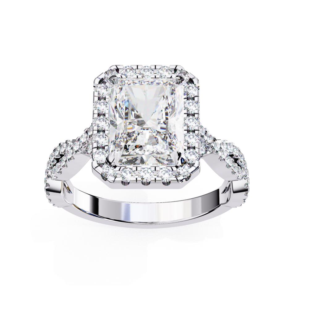 The Courtney Radiant Halo with Twisted Shank Engagement Ring