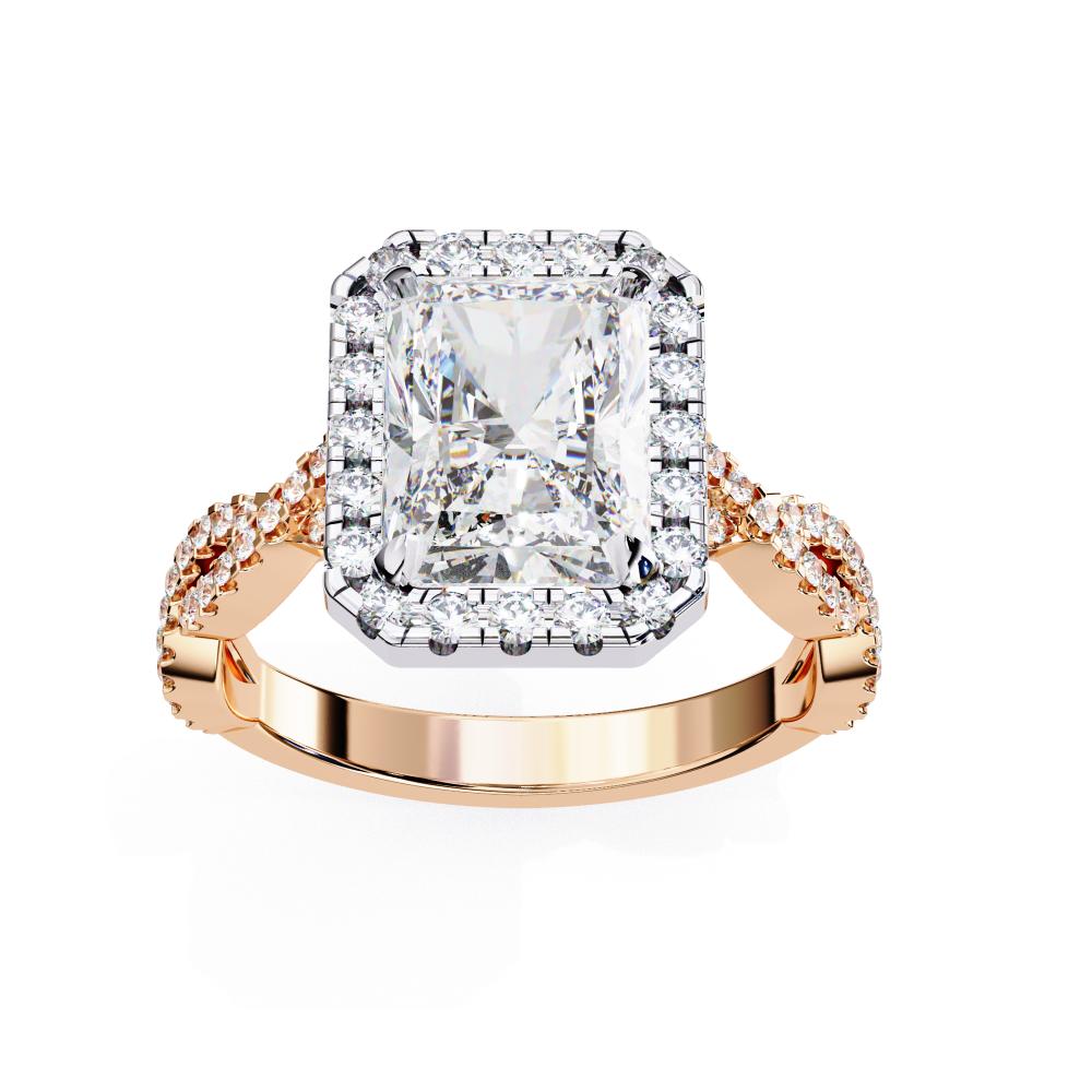 The Courtney Radiant Halo with Twisted Shank Engagement Ring