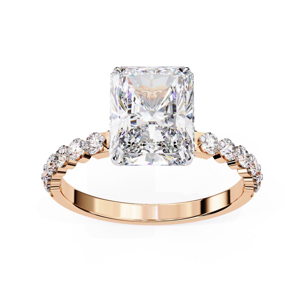 The Beverly Radiant Solitaire with Shared Stone Engagement Ring