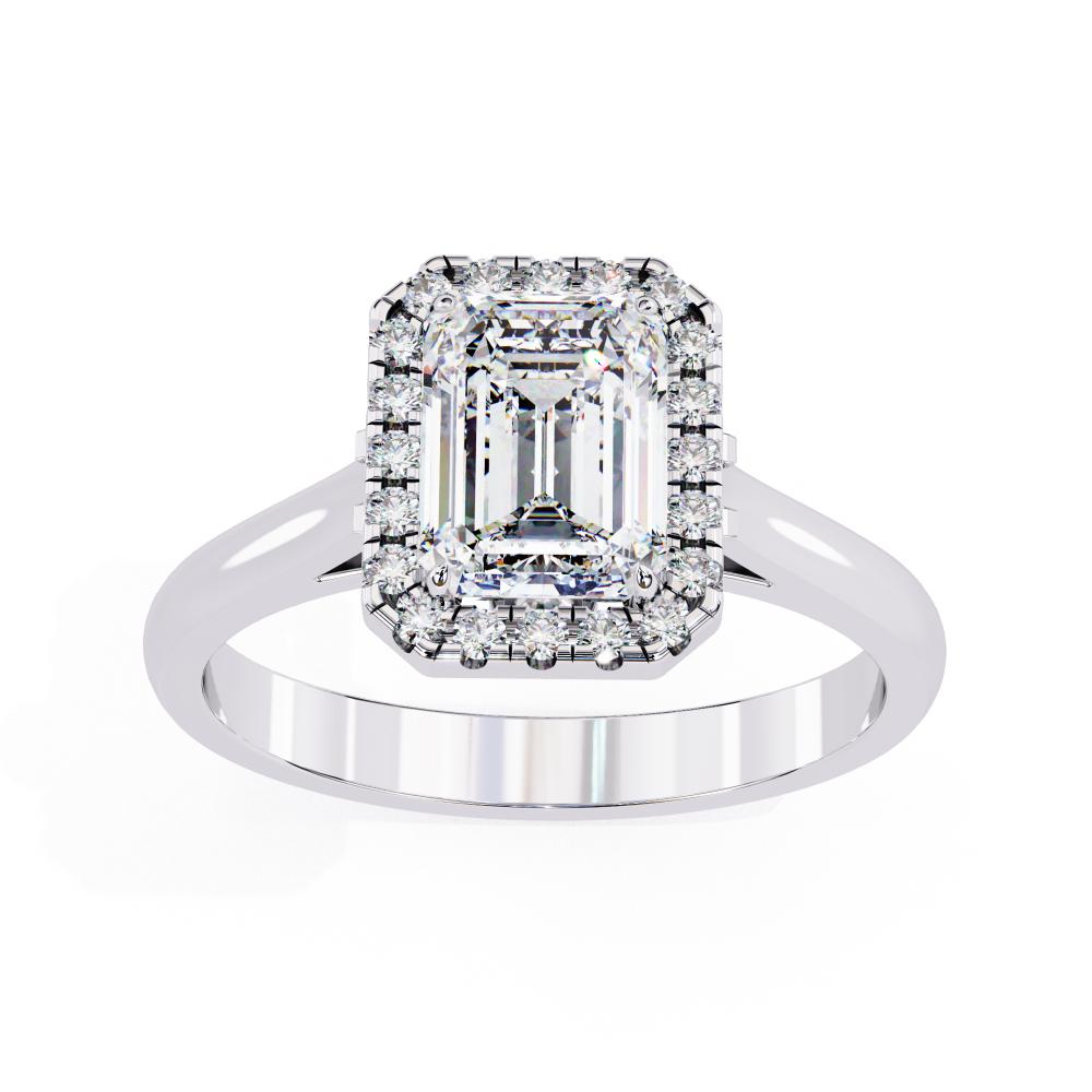 The Holli Emerald Halo with Lotus Prong Engagement Ring