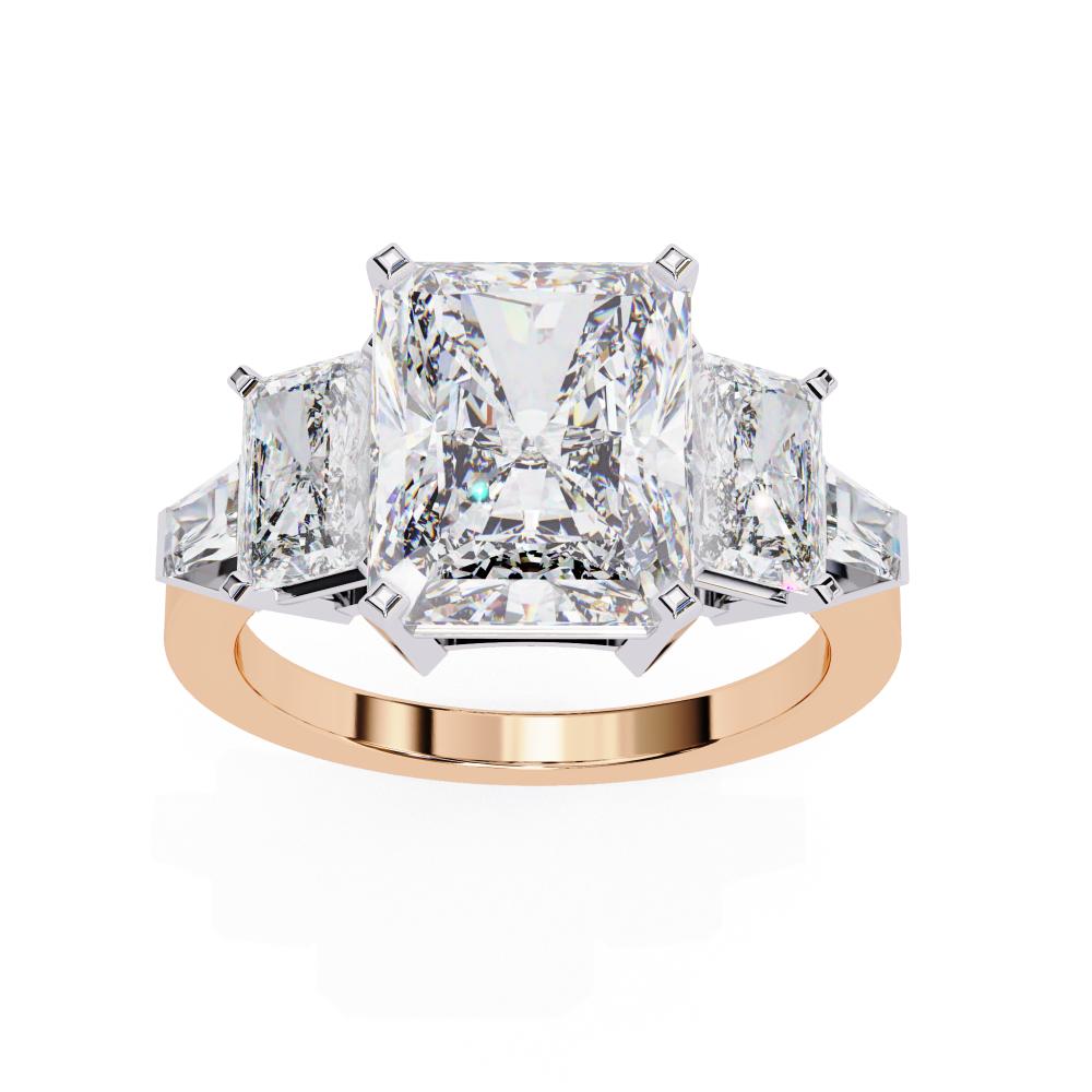 The Wendy Radiant Three Stone with Euro Shank Engagement Ring