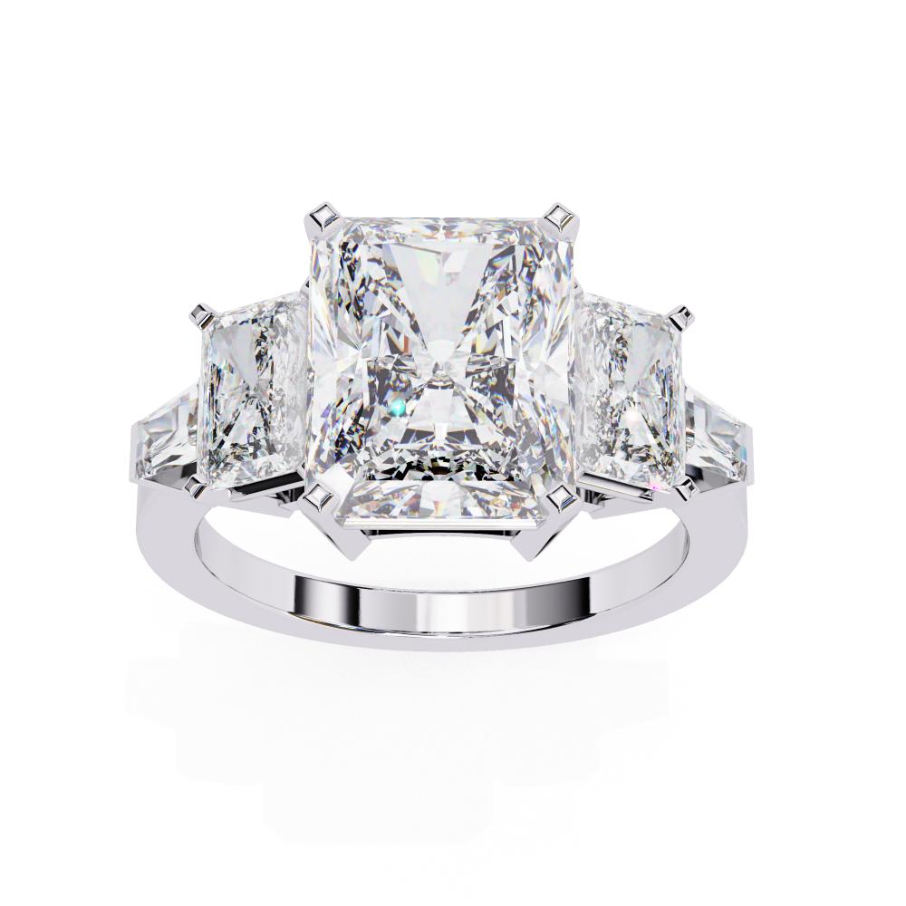 The Wendy Radiant Three Stone with Euro Shank Engagement Ring