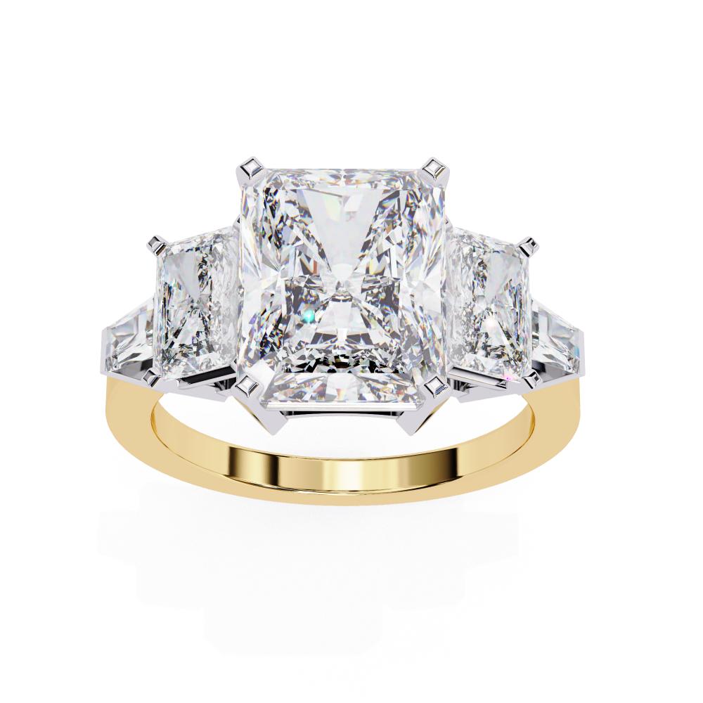 The Wendy Radiant Three Stone with Euro Shank Engagement Ring