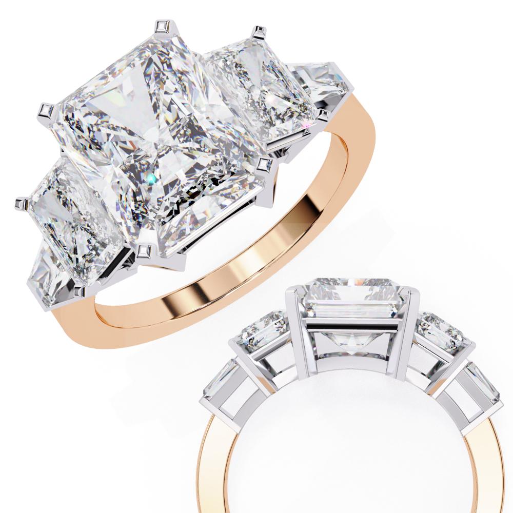 The Wendy Radiant Three Stone with Euro Shank Engagement Ring