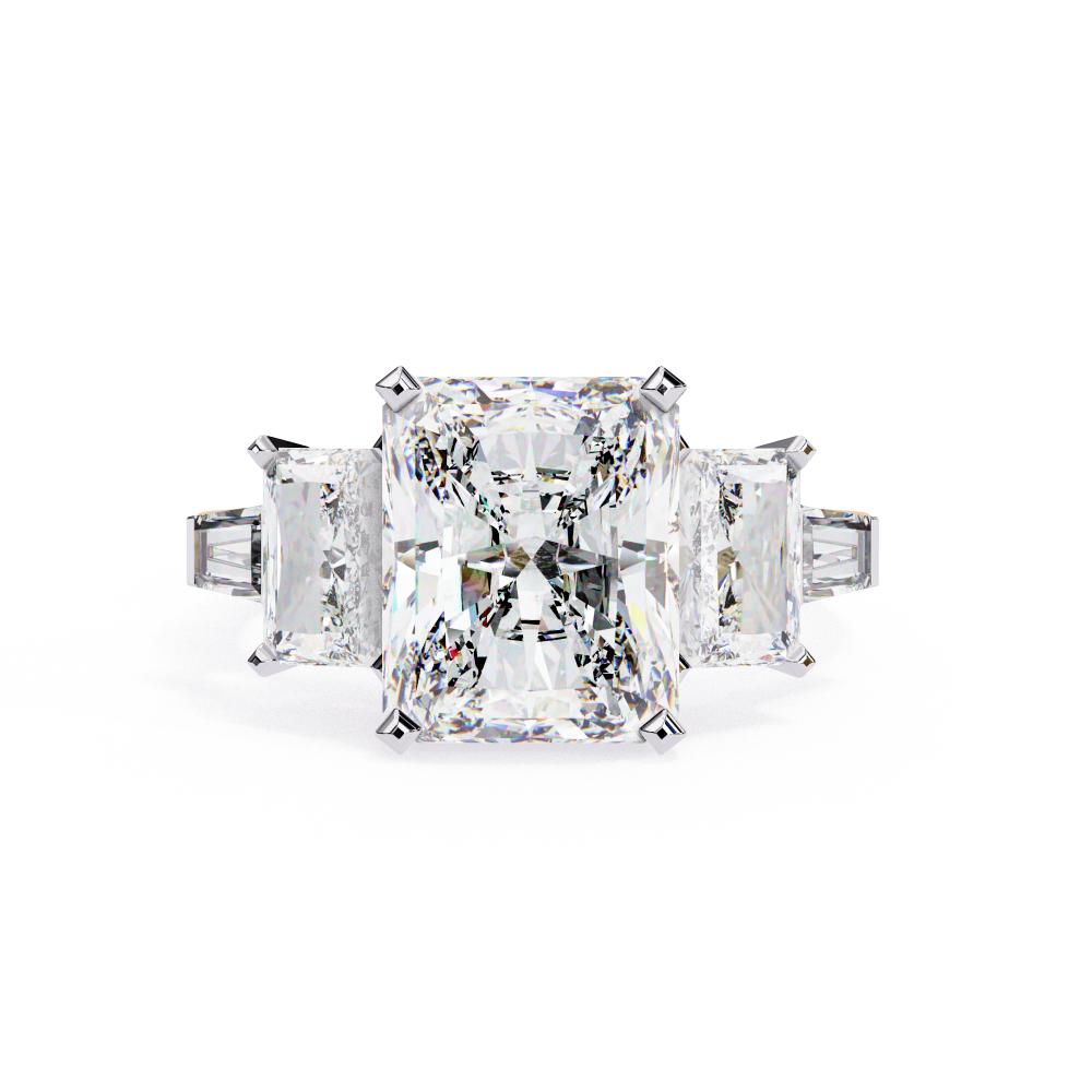 The Wendy Radiant Three Stone with Euro Shank Engagement Ring